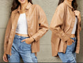 Luna. Leather bottom down shirt