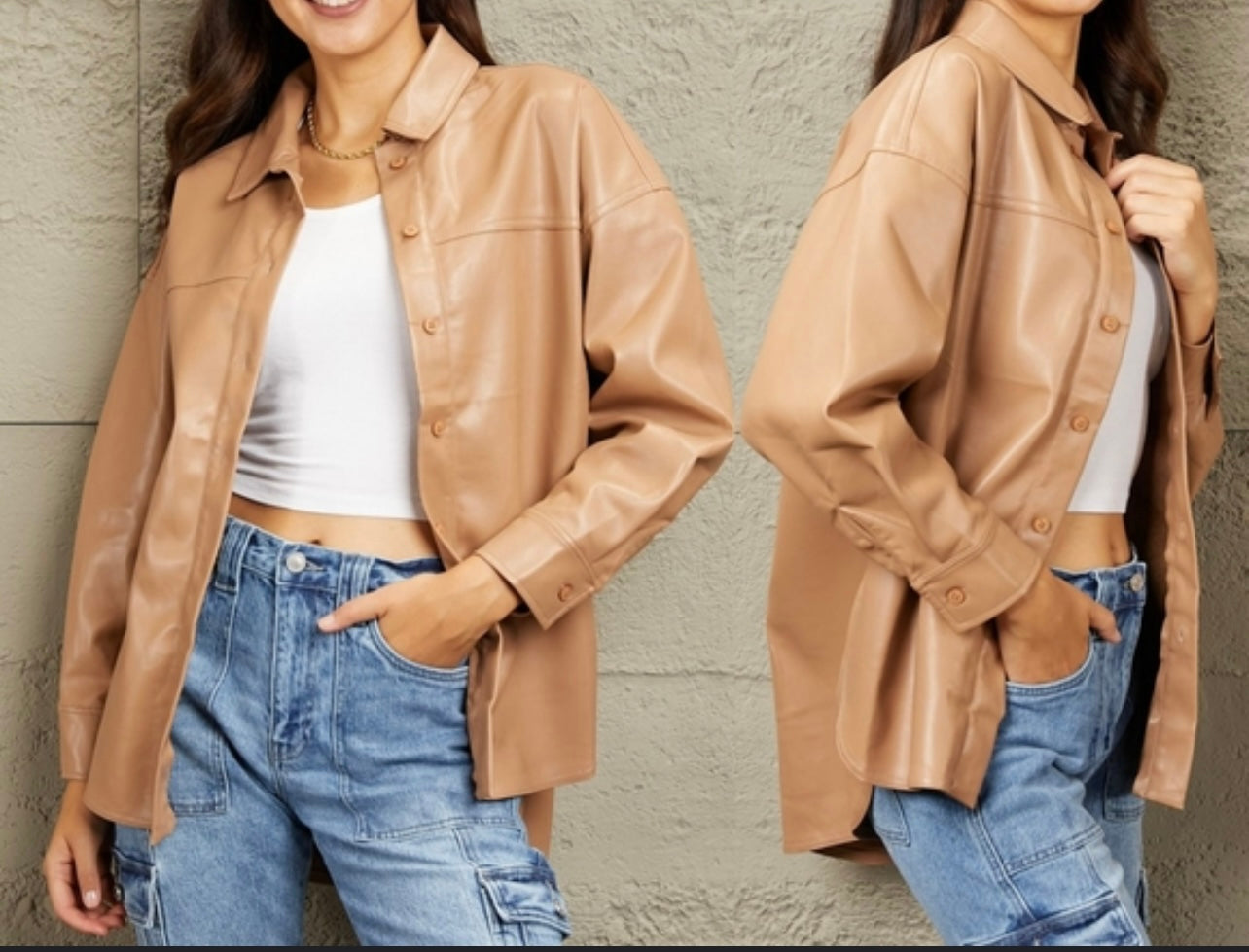 Luna. Leather bottom down shirt